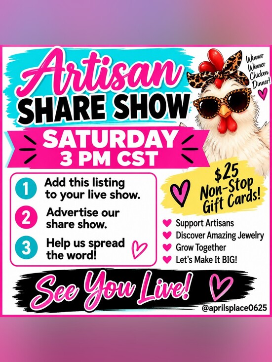 Aprilsplace Jewelry - October 3rd 3 PM  PM ARTISAN MONTHY JEWELRY SUPPORT SHOW